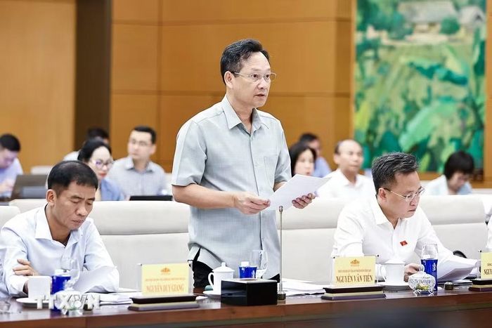Phó Chánh án Tòa án nhân dân tối cao Nguyễn Văn Tiến trình bày tóm tắt tờ trình. (Ảnh: Doãn Tấn/TTXVN)