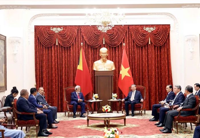 Tổng Bí thư, Chủ tịch nước Tô Lâm tiếp Thủ tướng Timor-Leste Kay Rala Xanana Gusmão. (Ảnh: Thống Nhất/TTXVN) 