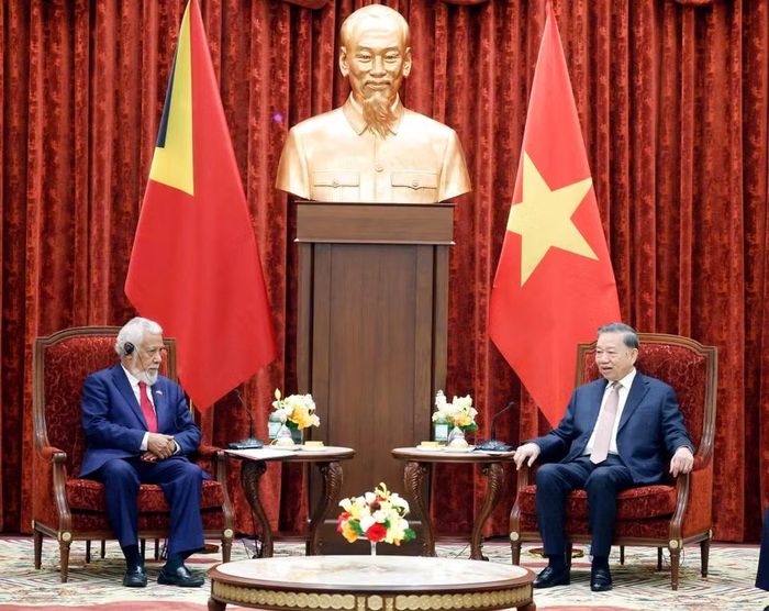 Tổng Bí thư, Chủ tịch nước Tô Lâm tiếp Thủ tướng Timor-Leste Kay Rala Xanana Gusmão. (Ảnh: Thống Nhất/TTXVN)