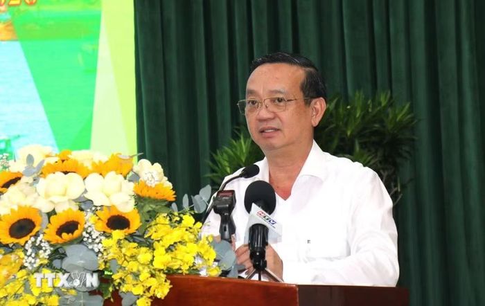 Ông Bùi Minh Thạnh, Phó Chủ tịch Ủy ban Nhân dân Thành phố Hồ Chí Minh phát biểu tại hội nghị. (Ảnh: Hương Giang/TTXVN)
