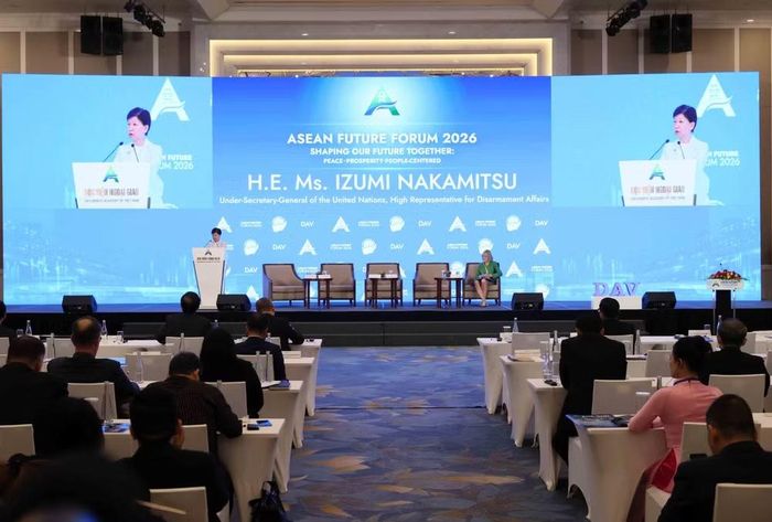 Phó Tổng Thư ký Liên hợp quốc và Đại diện cấp cao về Giải trừ quân bị Izumi Nakamitsu phát biểu. (Ảnh: An Đăng/TTXVN)