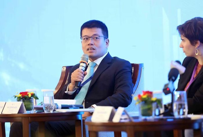 Ông Nguyễn Ánh Dương, Viện Nghiên cứu Chính sách và Chiến lược phát biểu. (Ảnh: An Đăng/TTXVN)