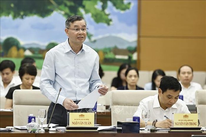 Bộ trưởng Bộ Tài chính Ngô Văn Tuấn phát biểu. Ảnh: Doãn Tấn/TTXVN