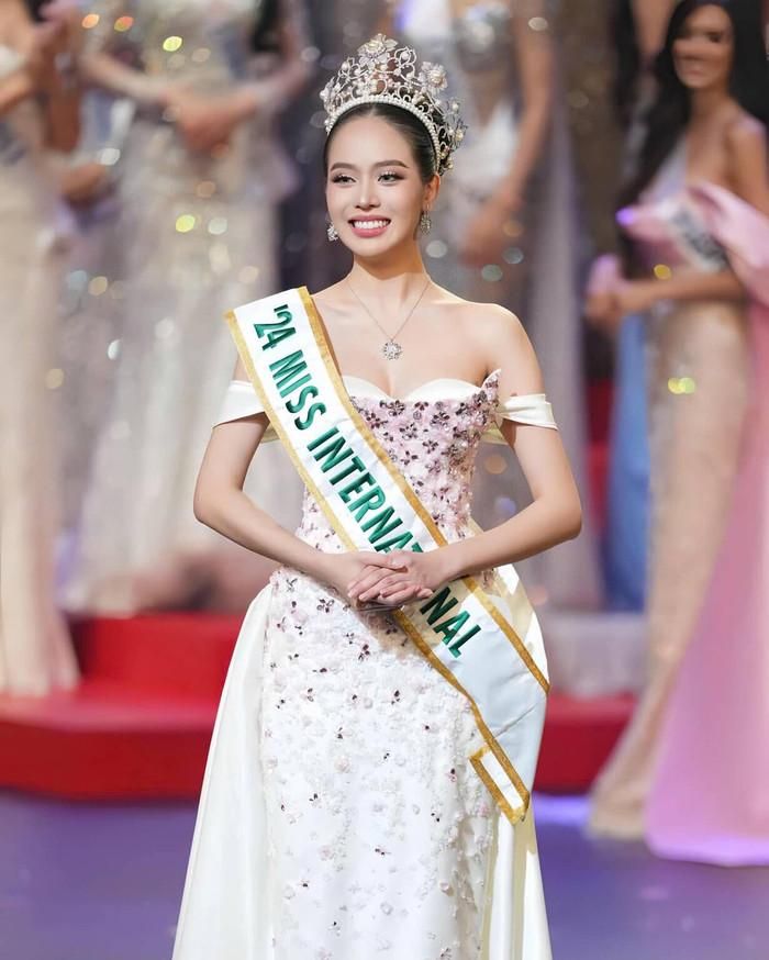 Hoa hậu Thanh Thủy ở thời điểm thi Miss International 2024.