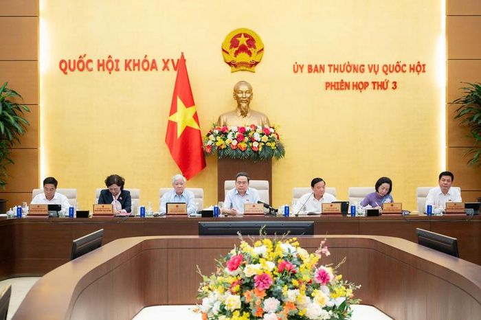 Chủ tịch Quốc hội Trần Thanh Mẫn và các Phó Chủ tịch Quốc hội tại Phiên họp. Ảnh: Lâm Hiển