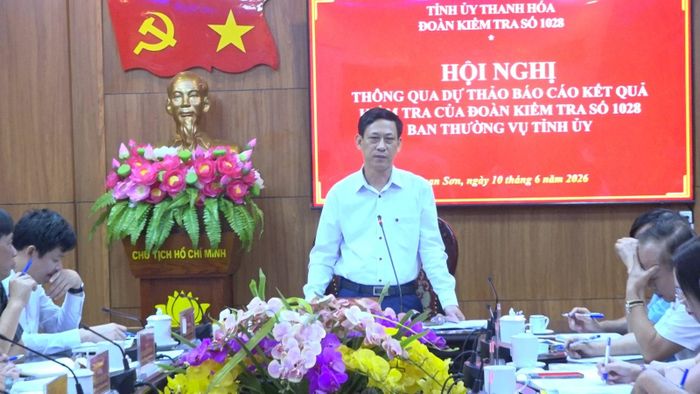 Đồng chí Mai Văn Hải, Ủy viên Ban Thường vụ Tỉnh ủy, Bí thư Đảng ủy, Chủ tịch HĐND xã Sao Vàng phát biểu tại hội nghị.