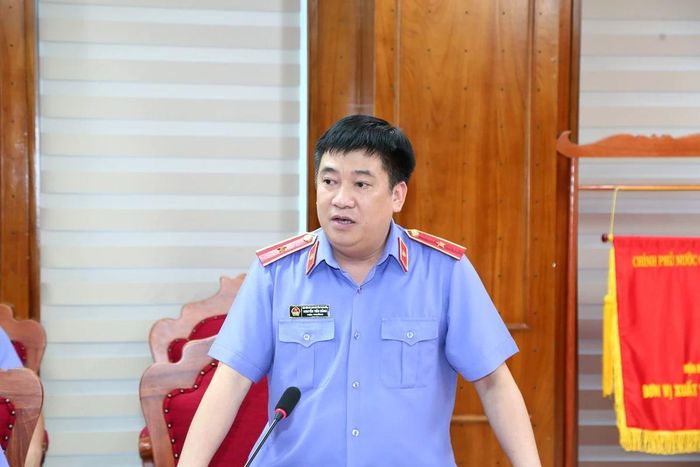 Lãnh đạo VKSND tỉnh phát biểu tại buổi làm việc.