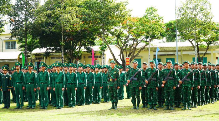 Cán bộ, chiến sĩ tại lễ tuyên thệ chiến sĩ mới năm 2026.