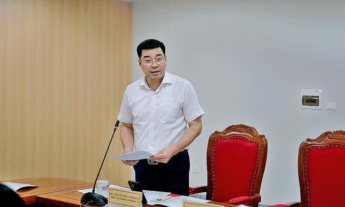 Phó Giám đốc Sở Khoa học và công nghệ Nguyễn Phúc Thương phát biểu đề dẫn hội thảo về đổi mới sáng tạo.