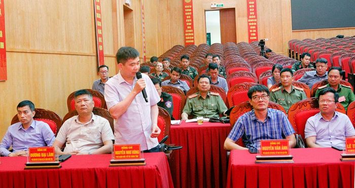  Đại biểu Sở Tài Chính phát biểu kiến nghị một số nội dung về công tác bảo đảm tài chính trong diễn tập. 