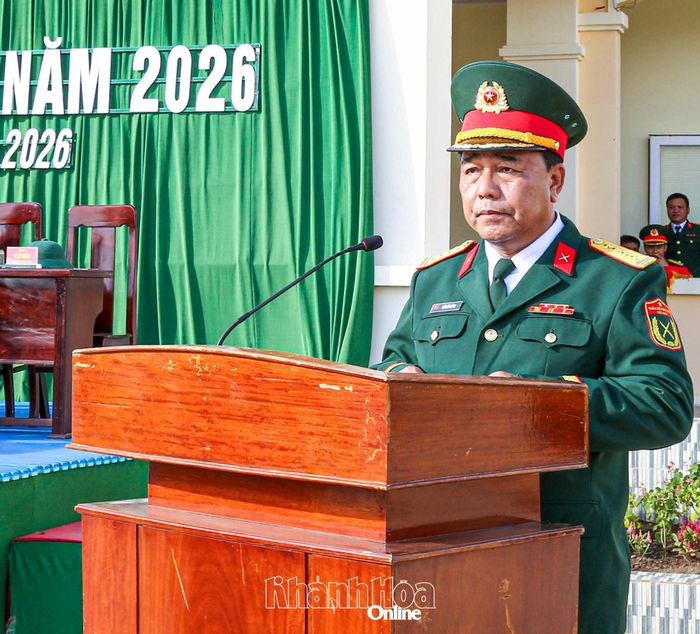 Đại tá Trần Tấn Cường phát biểu tại buổi lễ