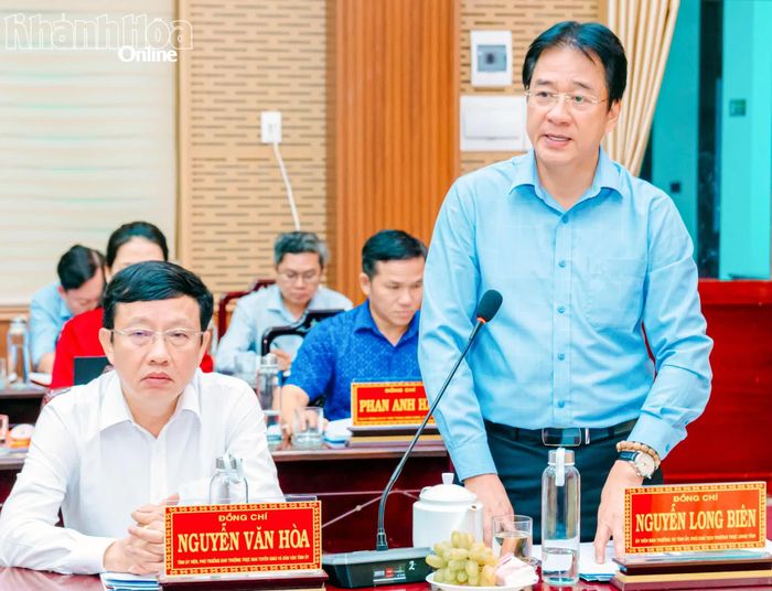 Phó Chủ tịch Thường trực UBND tỉnh Nguyễn Long Biên phát biểu tại buổi làm việc.