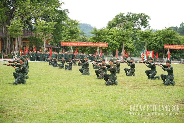 Chiến sĩ mới Trung đoàn 123 biểu diễn võ thuật tại lễ tuyên thệ