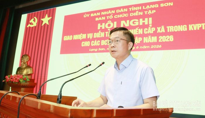 Đồng chí Đinh Hữu Học, Phó Chủ tịch Thường trực UBND tỉnh, Trưởng Ban Tổ chức diễn tập phát biểu kết luận