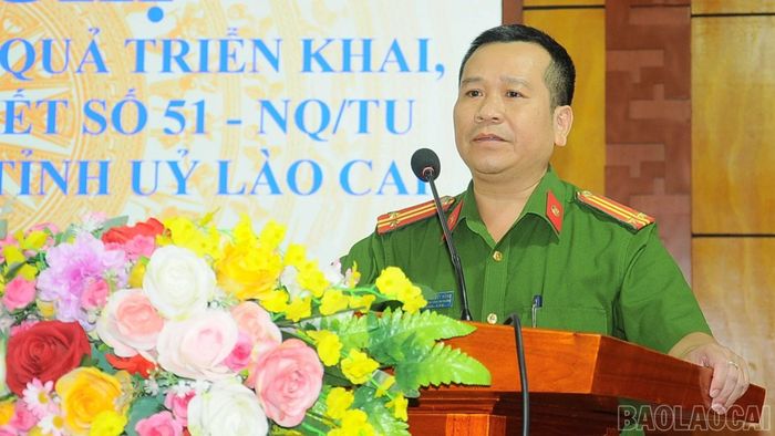 Công an phường Nam Cường trình bày tham luận.