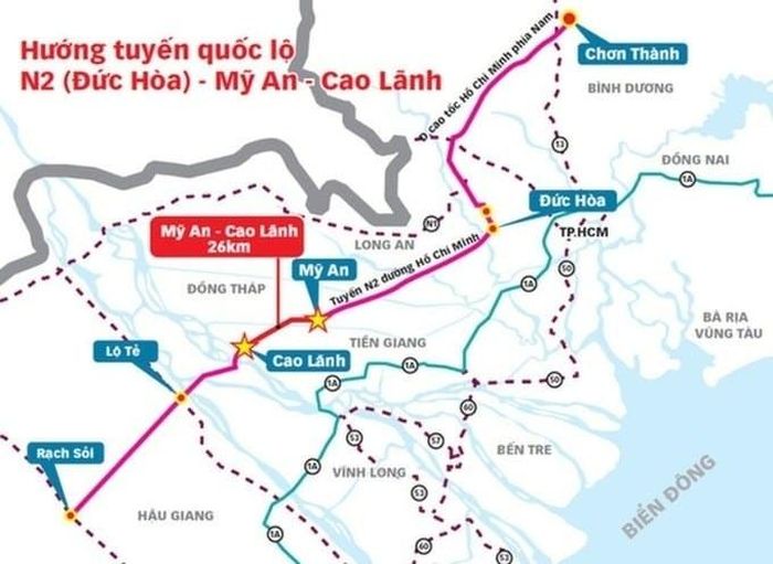 Hướng tuyến cao tốc Mỹ An - Cao Lãnh. Ảnh: Internet