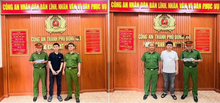 Bị can Vũ Văn Hà Hiếu (áo đen) và Trần Minh Lộc (áo trắng)