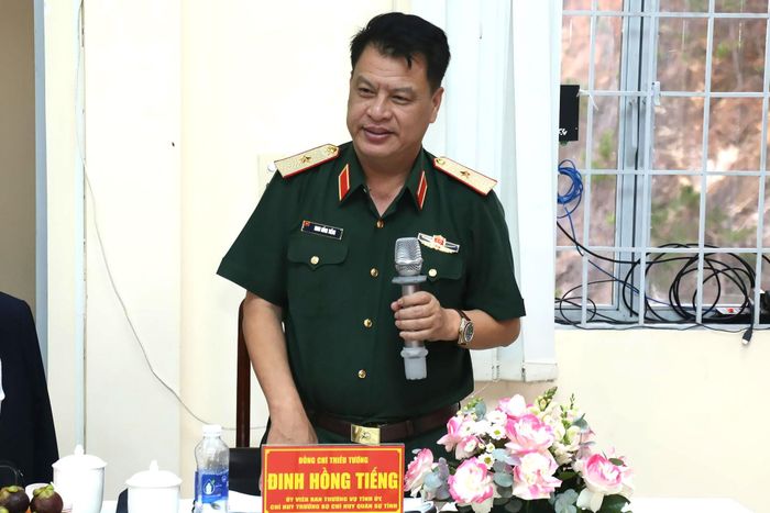 Thiếu tướng Đinh Hồng Tiếng, Chỉ huy trưởng Bộ Chỉ huy Quân sự tỉnh phát biểu tại buổi làm việc