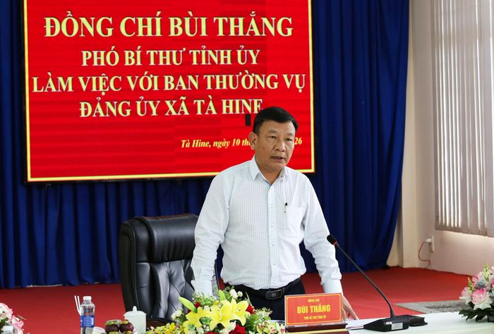 Phó Bí thư Tỉnh ủy Lâm Đồng Bùi Thắng phát biểu tại buổi làm việc