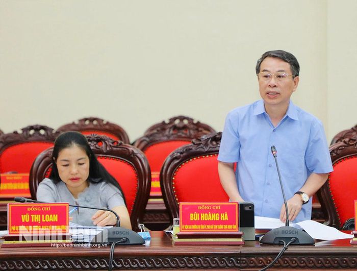 Đồng chí Bùi Hoàng Hà, Ủy viên Ban Thường vụ Tỉnh ủy, Phó Chủ tịch Thường trực HĐND tỉnh phát biểu tại hội nghị.