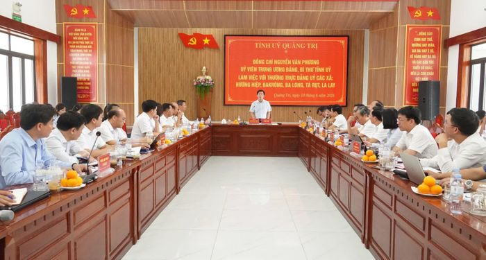 Đồng chí Nguyễn Văn Phương, Bí thư Tỉnh ủy phát biểu kết luận tại buổi làm việc - Ảnh: Q.V
