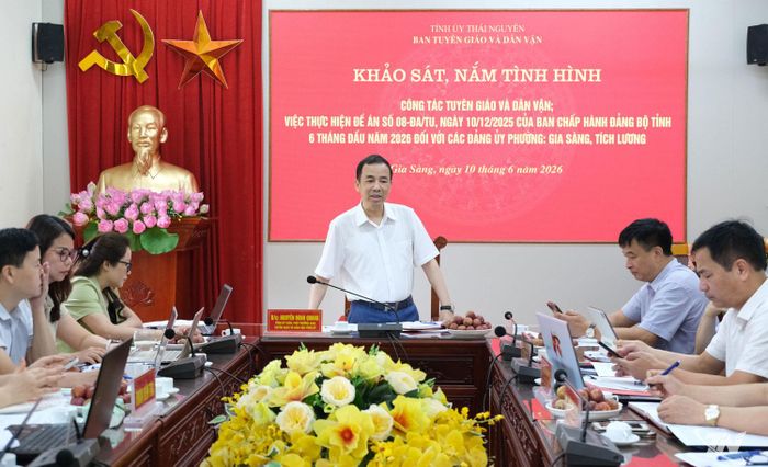Đoàn công tác của Ban Tuyên giáo và Dân vận Tỉnh ủy Thái Nguyên làm việc với Đảng ủy các phường Gia Sàng và Tích Lương.