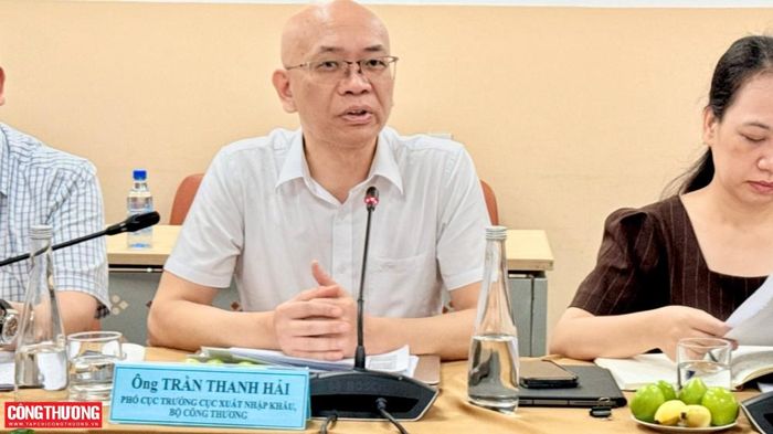Ông Trần Thanh Hải - Phó Cục trưởng Cục Xuất nhập khẩu phát biểu tại buổi làm việc