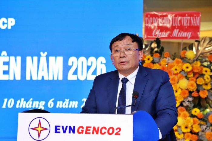 Ông Trần Phú Thái - Chủ tịch HĐQT Tổng công ty Phát điện 2 phát biểu đáp từ tại Đại hội.