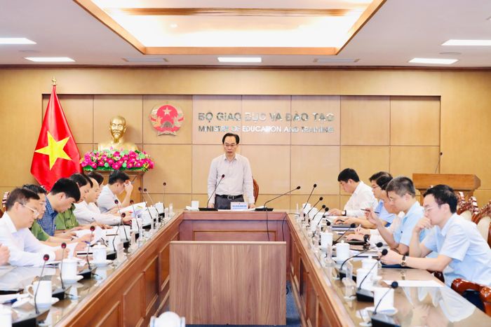 Bộ trưởng Bộ GD-ĐT Hoàng Minh Sơn chủ trì Hội nghị trực tuyến toàn quốc về công tác chuẩn bị kỳ thi tốt nghiệp THPT năm 2026. Ảnh: Bộ GD-ĐT