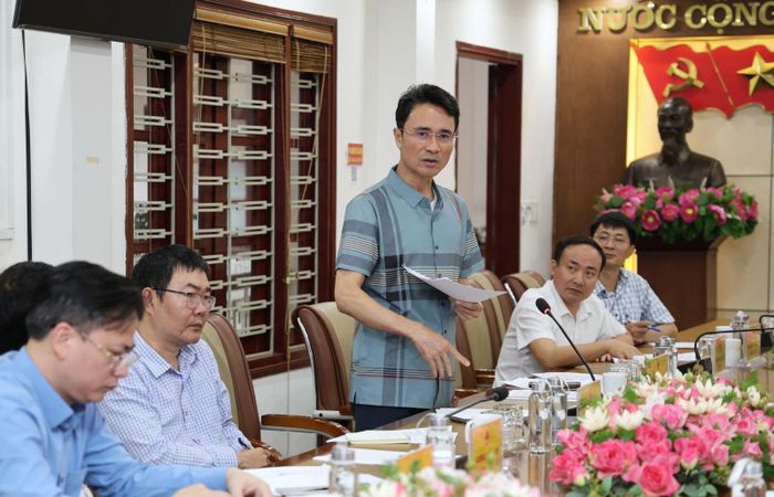 Phó Chủ tịch UBND tỉnh Lai Châu Hà Trọng Hải phát biểu tại buổi làm việc.