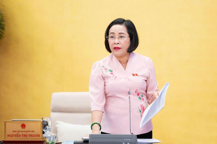 Phó Chủ tịch Quốc hội Nguyễn Thị Thanh phát biểu