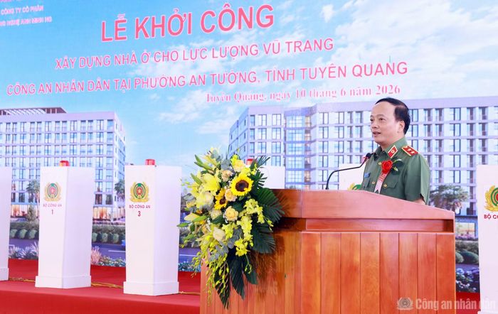 Thứ trưởng Đặng Hồng Đức khẳng định, lễ khởi công dự án tại phường An Tường là sự kiện có ý nghĩa chính trị, xã hội và nhân văn sâu sắc; thể hiện sự quan tâm của Đảng, Nhà nước, Bộ Công an và tỉnh Tuyên Quang đối với đời sống cán bộ, chiến sĩ CAND.