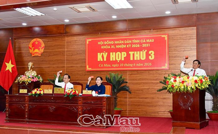 Các đồng chí chủ tọa kỳ họp biểu quyết thông qua các nghị quyết.