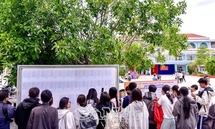  Đông đảo thí sinh có mặt tại Điểm thi Trường THPT Chuyên Bạc Liêu để xem danh sách và sơ đồ phòng thi.