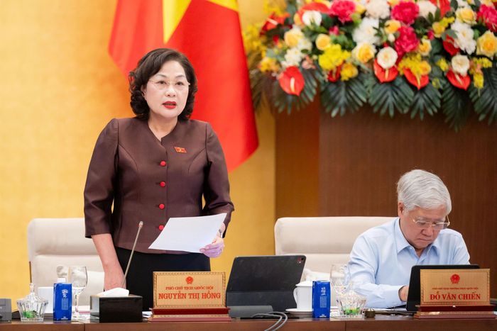 Phó Chủ tịch Quốc hội Nguyễn Thị Hồng điều hành Phiên họp. Ảnh: VPQH