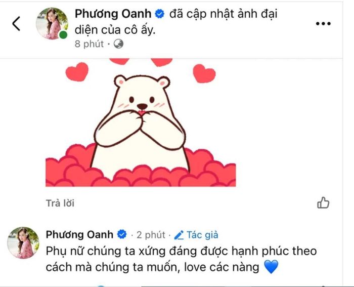 Cô còn để lại dòng bình luận tích cực.
