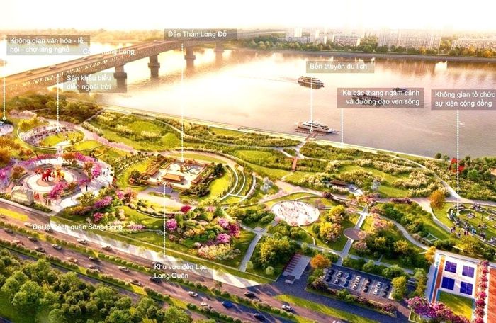 Phối cảnh Công viên Phú Thượng thuộc Dự án đầu tư xây dựng Trục đại lộ cảnh quan sông Hồng.