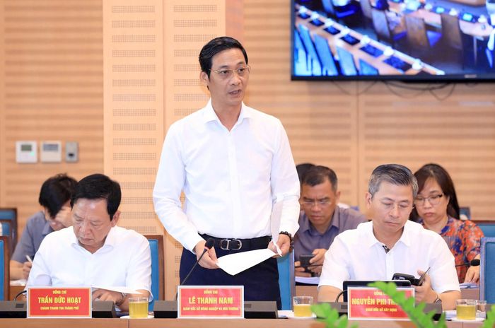 Giám đốc Sở Nông nghiệp và Môi trường Hà Nội Lê Thanh Nam phát biểu. Ảnh: Đình Hiệp