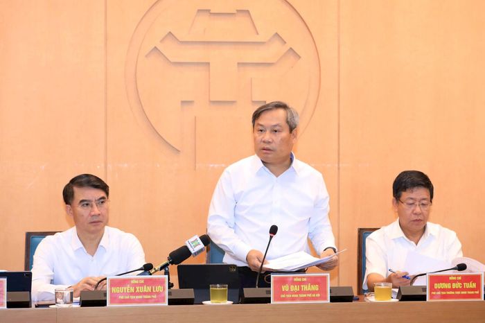 Chủ tịch UBND thành phố Hà Nội Vũ Đại Thắng phát biểu kết luận tại phiên họp. Ảnh: Đình Hiệp