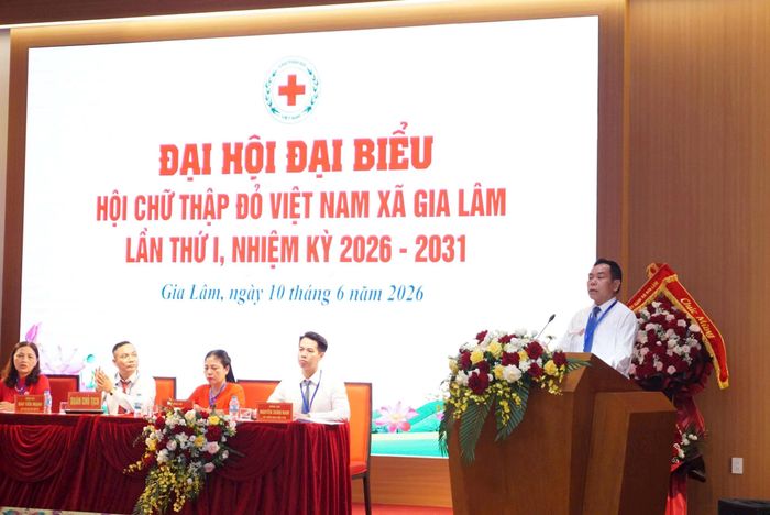 Ông Nguyễn Văn Hợi, Chủ tịch Ủy ban MTTQ Việt Nam xã Gia Lâm phát biểu chỉ đạo tại Đại hội