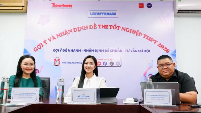  Hoa hậu Hà Trúc Linh cùng thầy cô giải mã, nhận định đề thi tốt nghiệp năm 2026. 