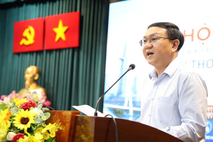 Ông Lâm Đình Thắng, Giám đốc Sở Khoa học và Công nghệ TP.HCM, phát biểu tại hội nghị. Ảnh: LÊ THOA