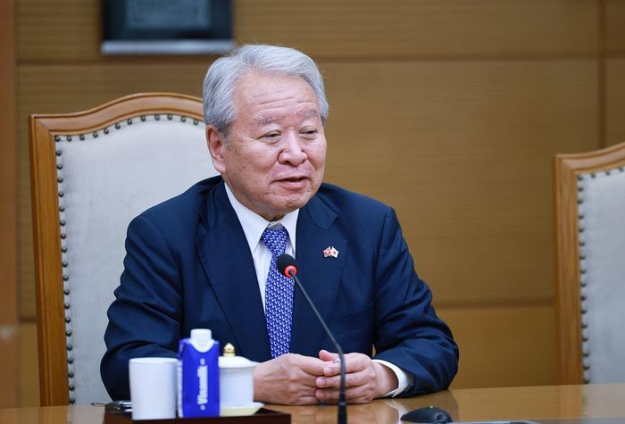 Chủ tịch Cơ quan Hợp tác quốc tế Nhật Bản (JICA) Tanaka Akihiko phát biểu. Ảnh: Dương Giang – TTXVN