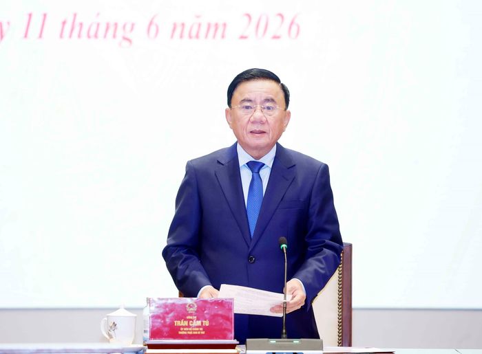 Đồng chí Trần Cẩm Tú, Ủy viên Bộ Chính trị, Thường trực Ban Bí thư phát biểu