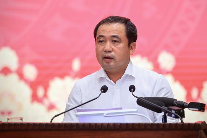 Đồng chí Trần Đức Thắng, Ủy viên Bộ Chính trị, Bí thư Thành ủy, Trưởng đoàn Đại biểu Quốc hội thành phố Hà Nội phát biểu tại cuộc làm việc - Ảnh: VGP/Nhật Bắc