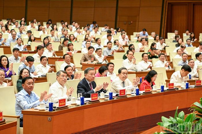 Tổng Bí thư, Chủ tịch nước Tô Lâm và các đồng chí lãnh đạo Đảng, Nhà nước và các đại biểu dự hội nghị. (Ảnh: DUY LINH)