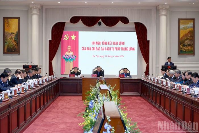 Quang cảnh Hội nghị tổng kết hoạt động của Ban Chỉ đạo Cải cách tư pháp Trung ương.