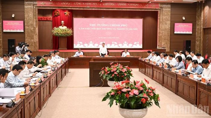 Quang cảnh cuộc làm việc. (Ảnh: Trần Hải)