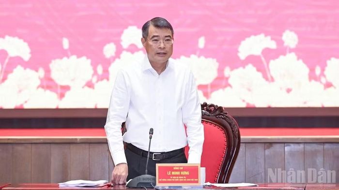 Thủ tướng Chính phủ Lê Minh Hưng phát biểu ý kiến tại cuộc làm việc. (Ảnh: Trần Hải)