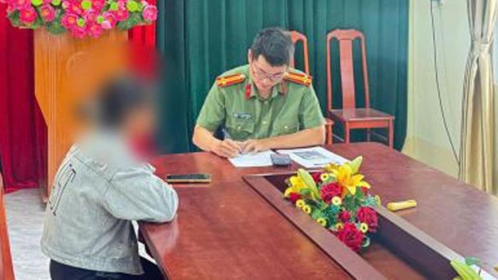 Công an xã Đăk Kôi làm việc, nhắc nhở đối với công dân Y.B.
